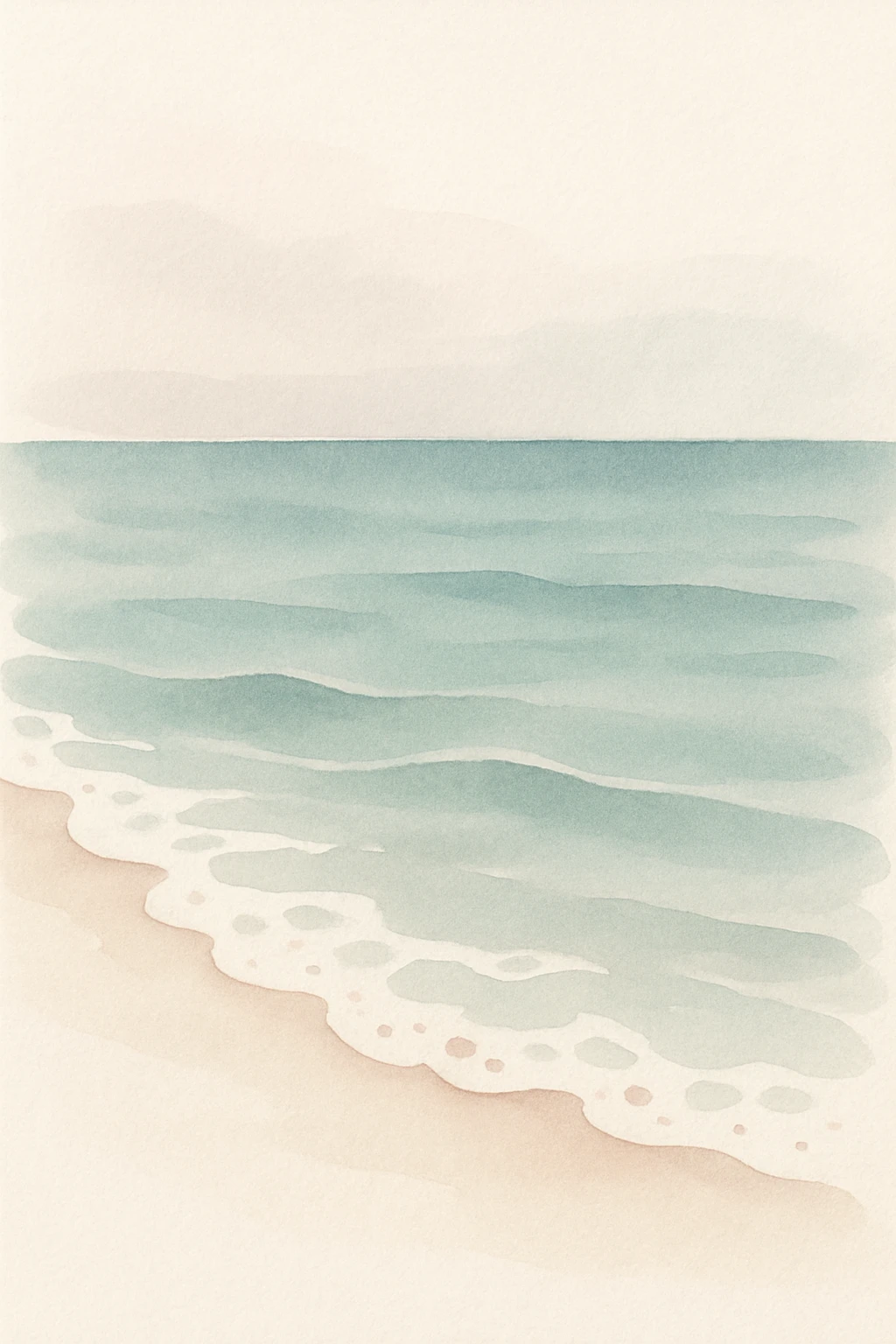 watercolor illustration of the sea with soft gradients and foam emoji