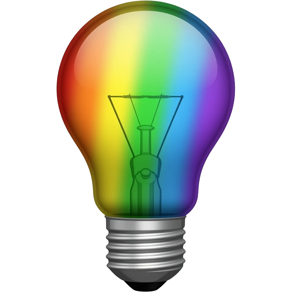 bulb with rainbow color light emoji