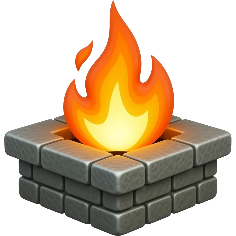 Clearly lit brazier with a big flame on a stone pedestal emoji
