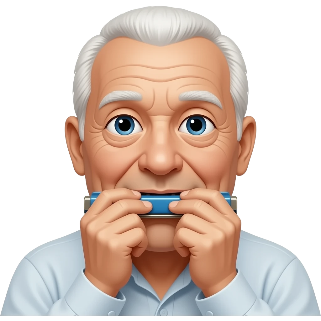 broat face old man few hair blues harmonica emoji