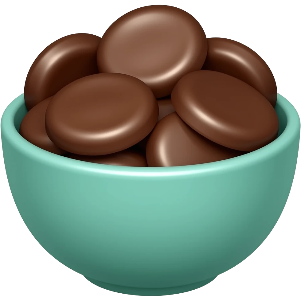 super realistic small teal bowl of chocolate circles emoji