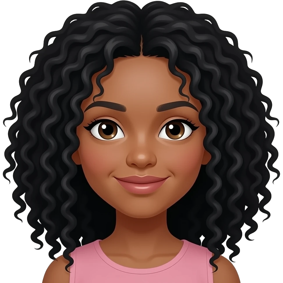 Fille avec cheveux noir boucler emoji