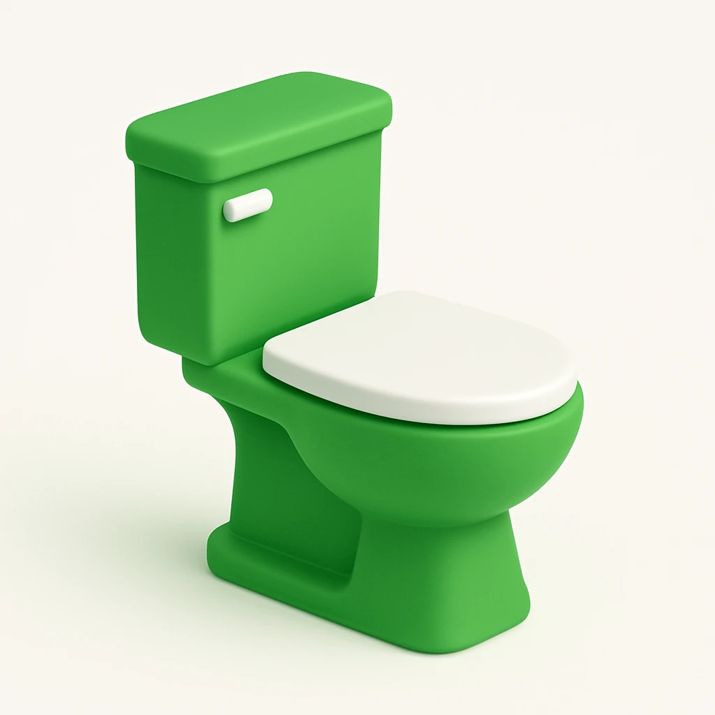 A simple 3D toilet, white porcelain, minimalist design, clean lines, no additional details emoji