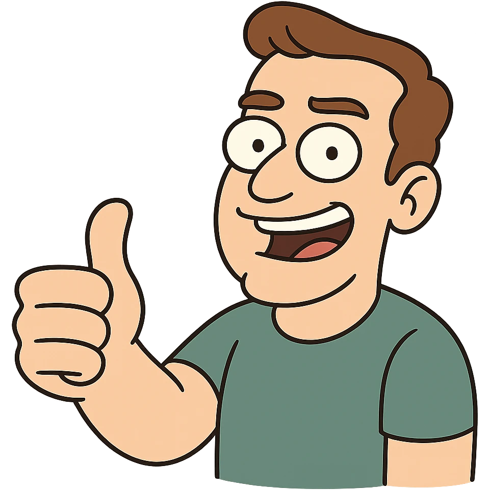 flat toon style thumb pointing forward emoji