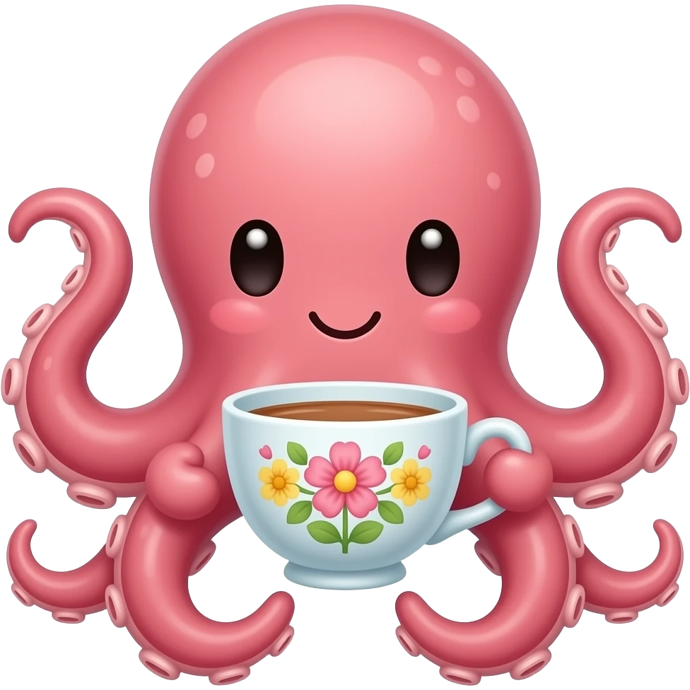 cute Octopus with Teacup emoji