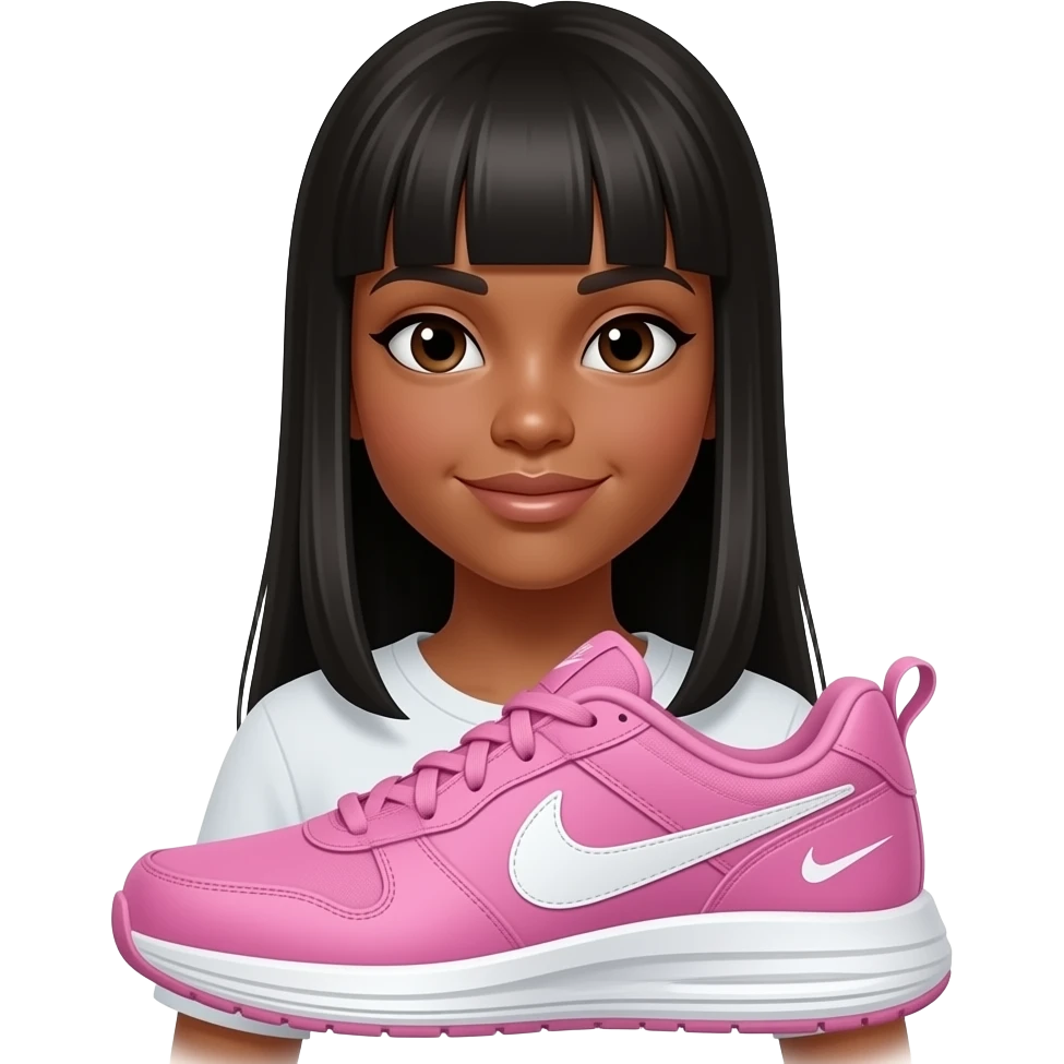 make a black girl with straight hair with pink nike tech emoji