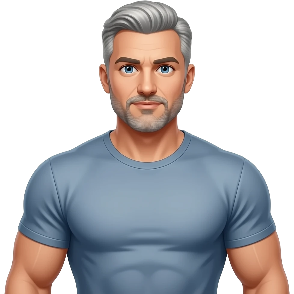 Sexy gray hair daddy muscular tight shirt emoji