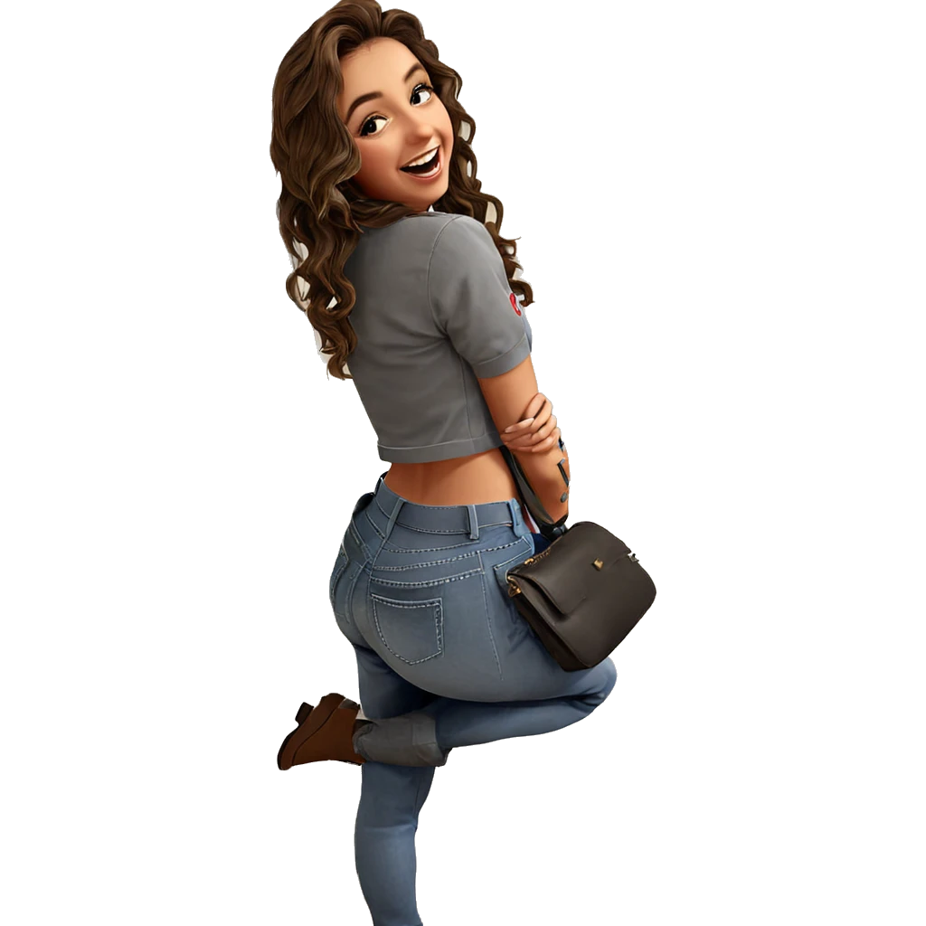smiling girl in denim outfit emoji