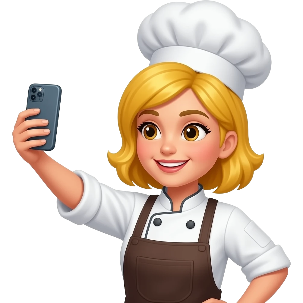 cute mexican female Chef taking Selfie yellow hair emoji