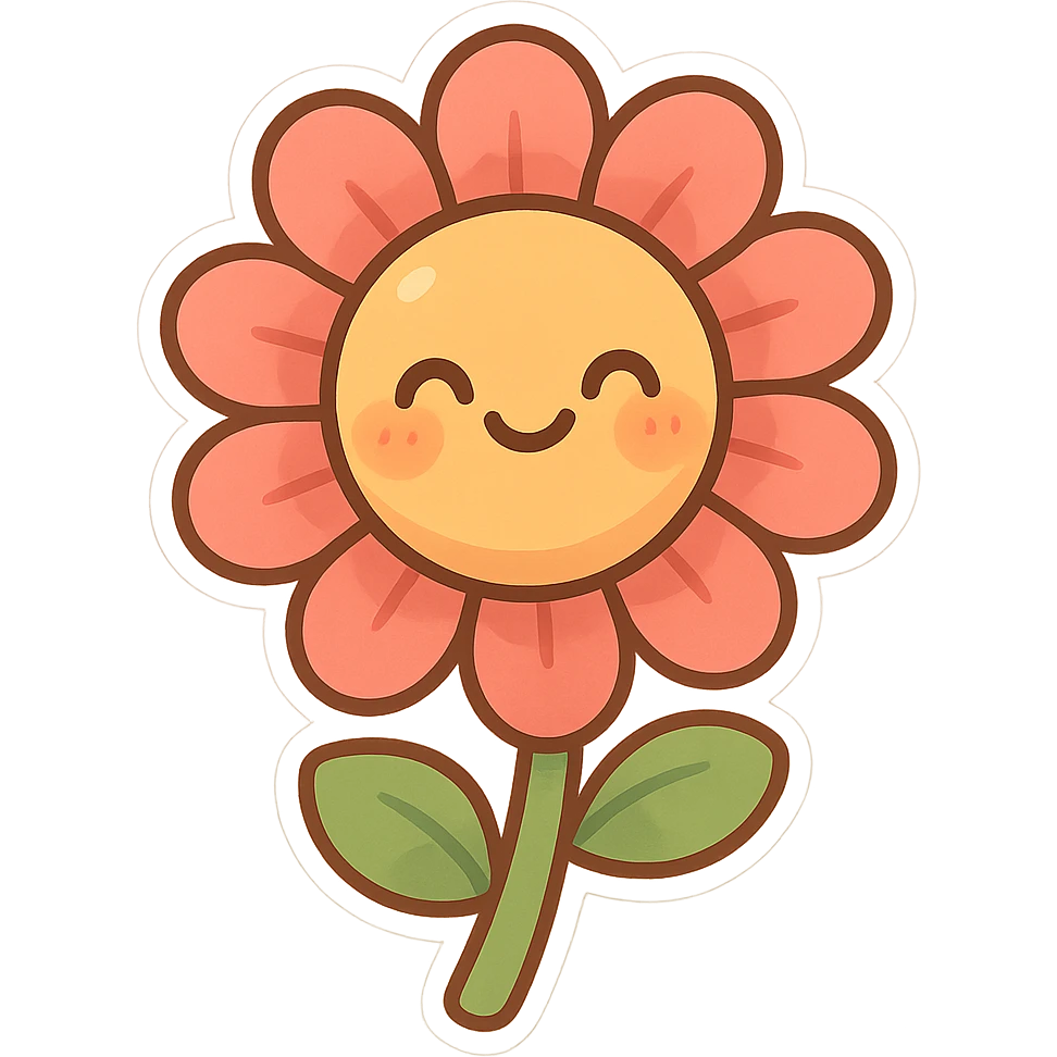 cartoon sticker of a smiling flower in cartoon style, colorful and cheerful, no text, suitable for WhatsApp and Instagram emoji