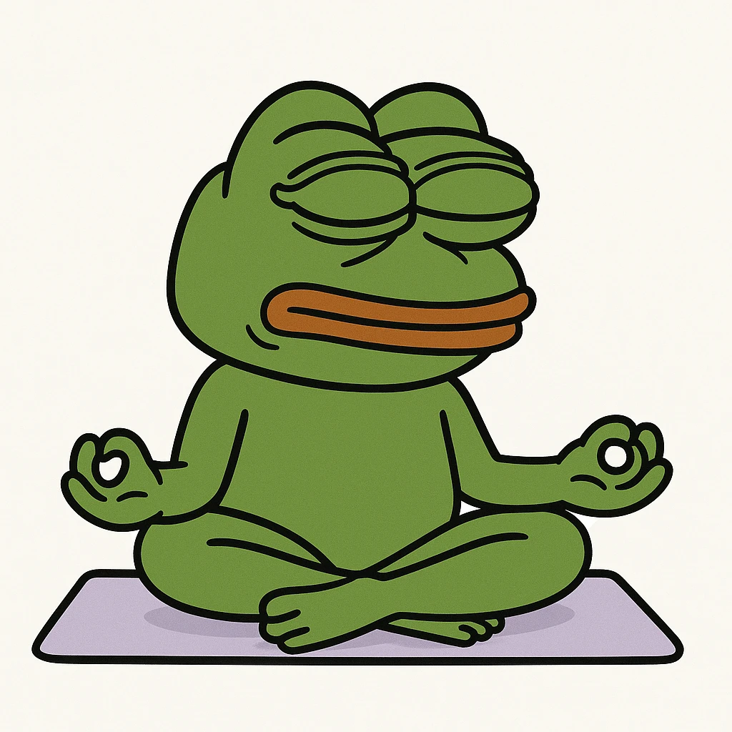create a pepe doing yoga, white background emoji