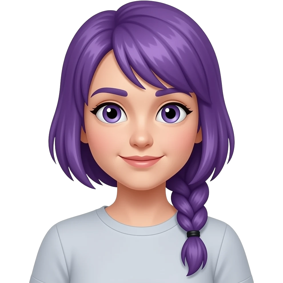 emoji chica pelo violeta con una trenza larga emoji