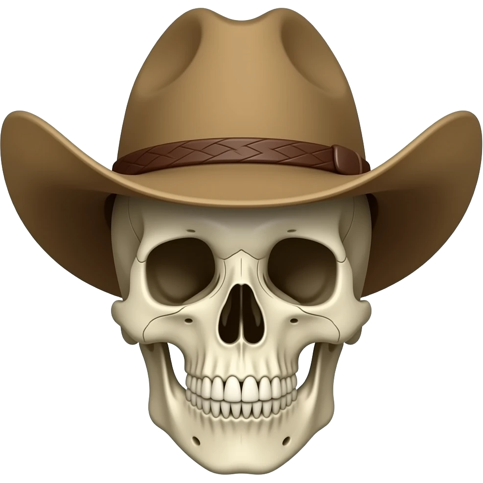 Skeleton head with a cow boy hat on emoji