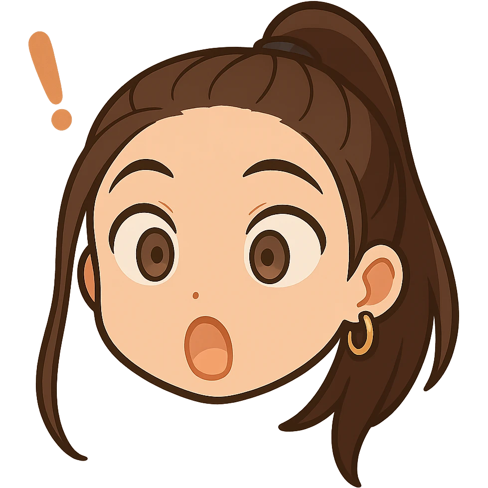 Create a chibi sticker of this person with a surprised expression, only the head, transparent background. emoji
