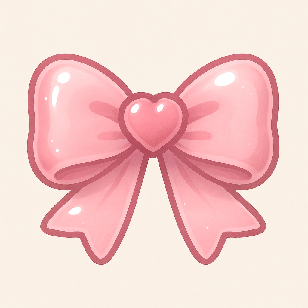 bow emoji, cute and shiny, with a heart accent emoji