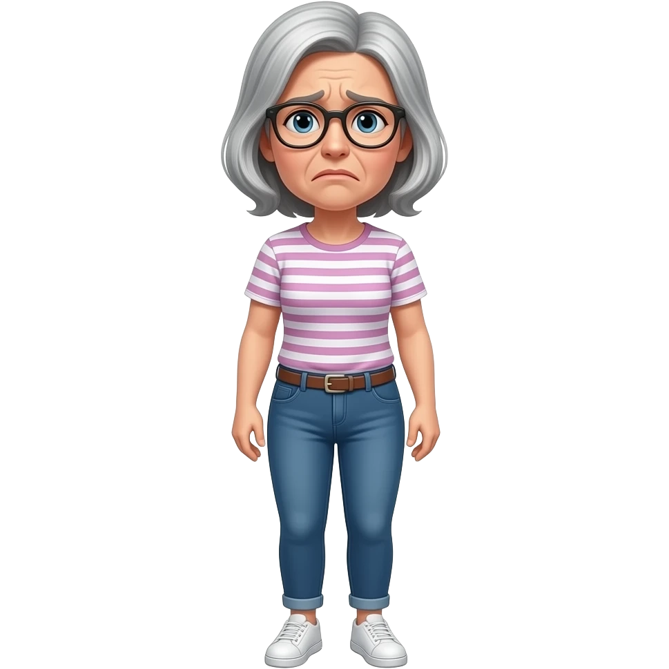 adulta mayor preocupado de cuerpo completo delgada emoji