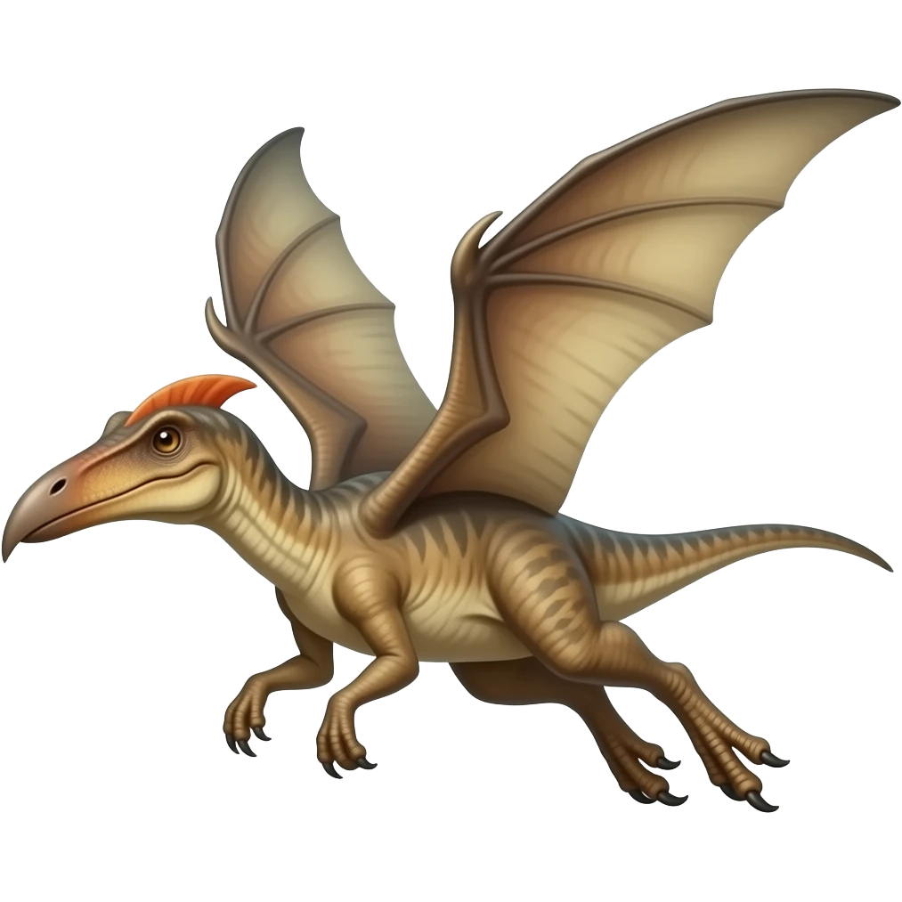 Flying dinosaur, claws attached to wings, hard long beak with no teeth, no hands emoji