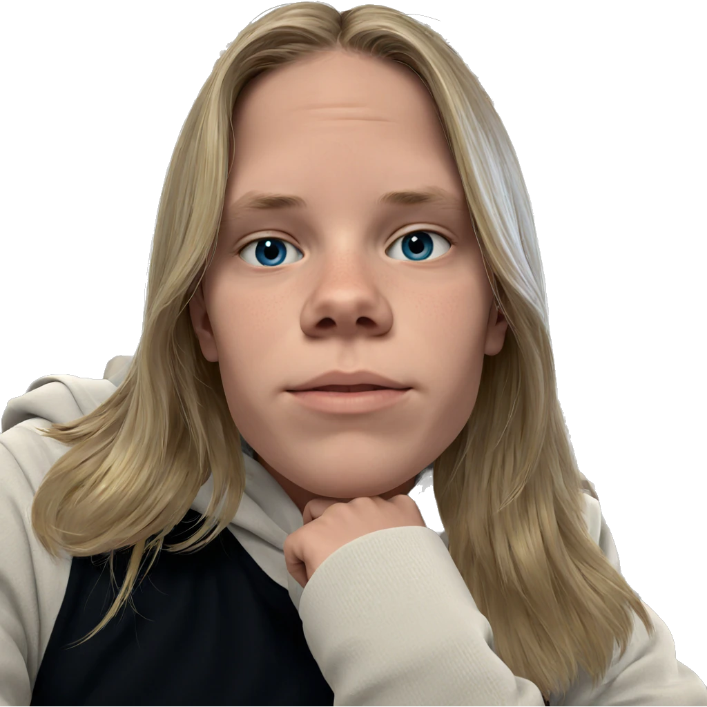 blonde boy indoors looking serious emoji