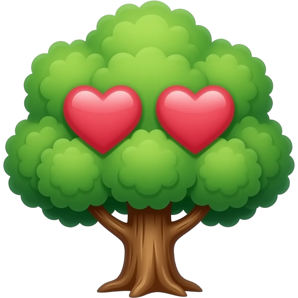a tree with heart eyes emoji