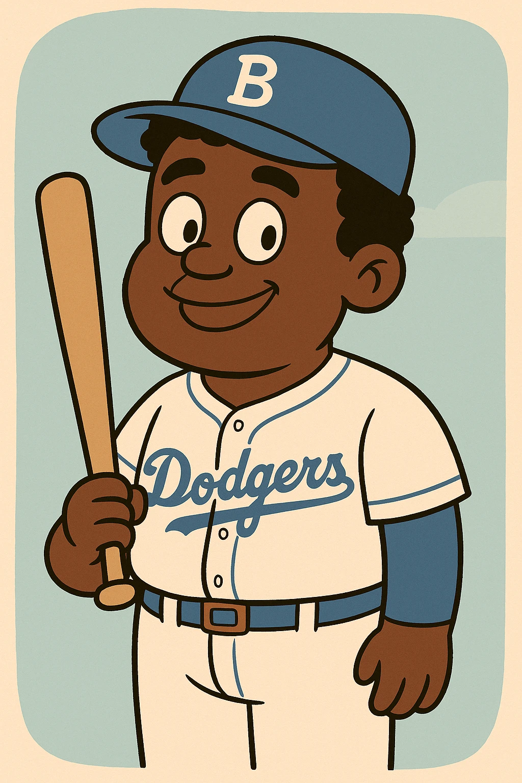 Light blue Little people pictures a boy Jackie Robinson Witam by 20 Label Sanches Vegas Mustined by Linzie Heater emoji