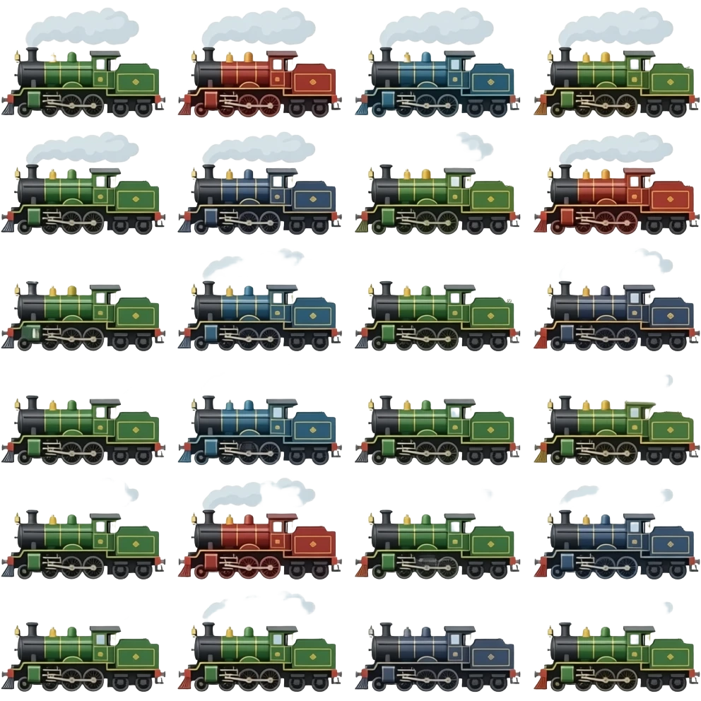 200 diffrent steam locomotives emoji