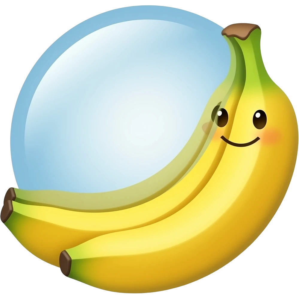 The emoji depicts a smiling space banana. emoji