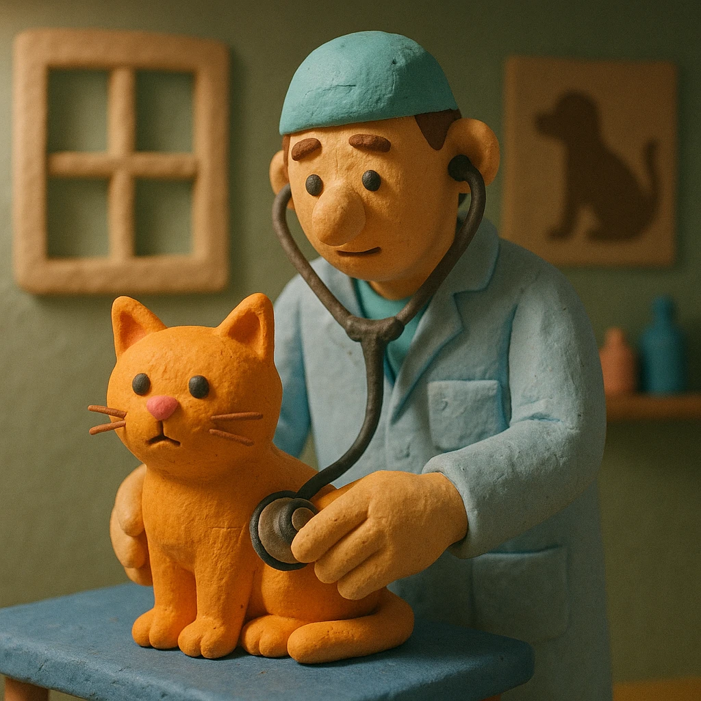 veterinarian examining a cat emoji