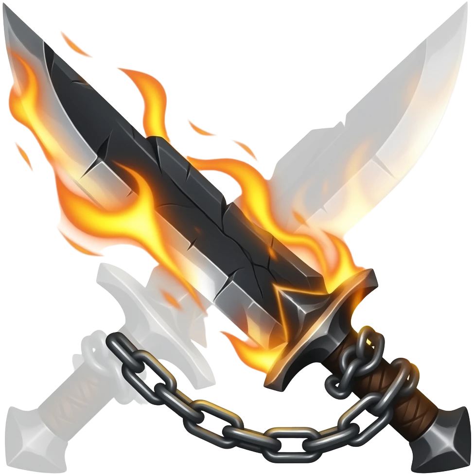 I want the blades of Chaos wit some fire bended with its blade and chains in its handle emoji