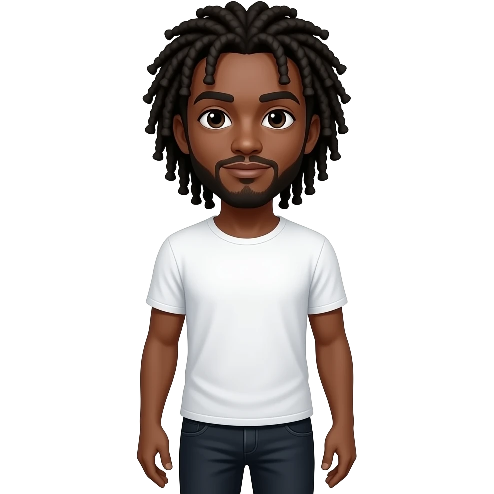 BLACK Dreadlocks Brown skin white t shirt black jeans emoji