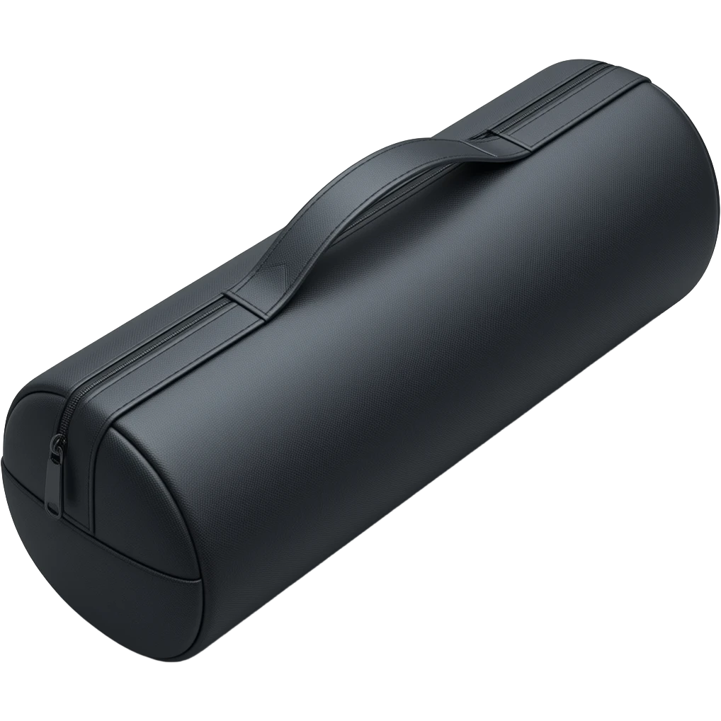 open black horizontally long cylindirical bag emoji