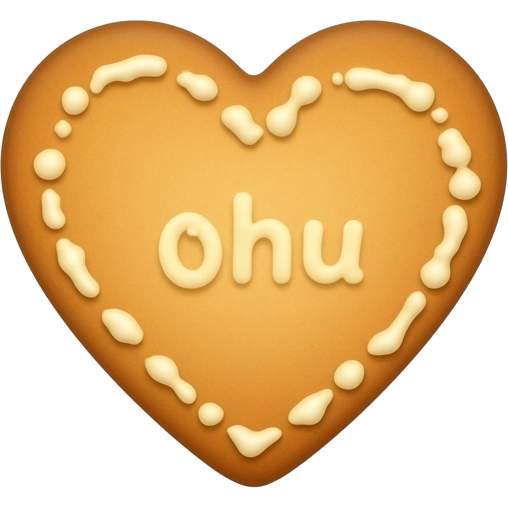 heart shaped cookie, golden brown baked cookie, simple cute emoji style, minimal design emoji