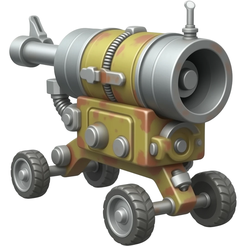 rusty gun machine on wheels emoji