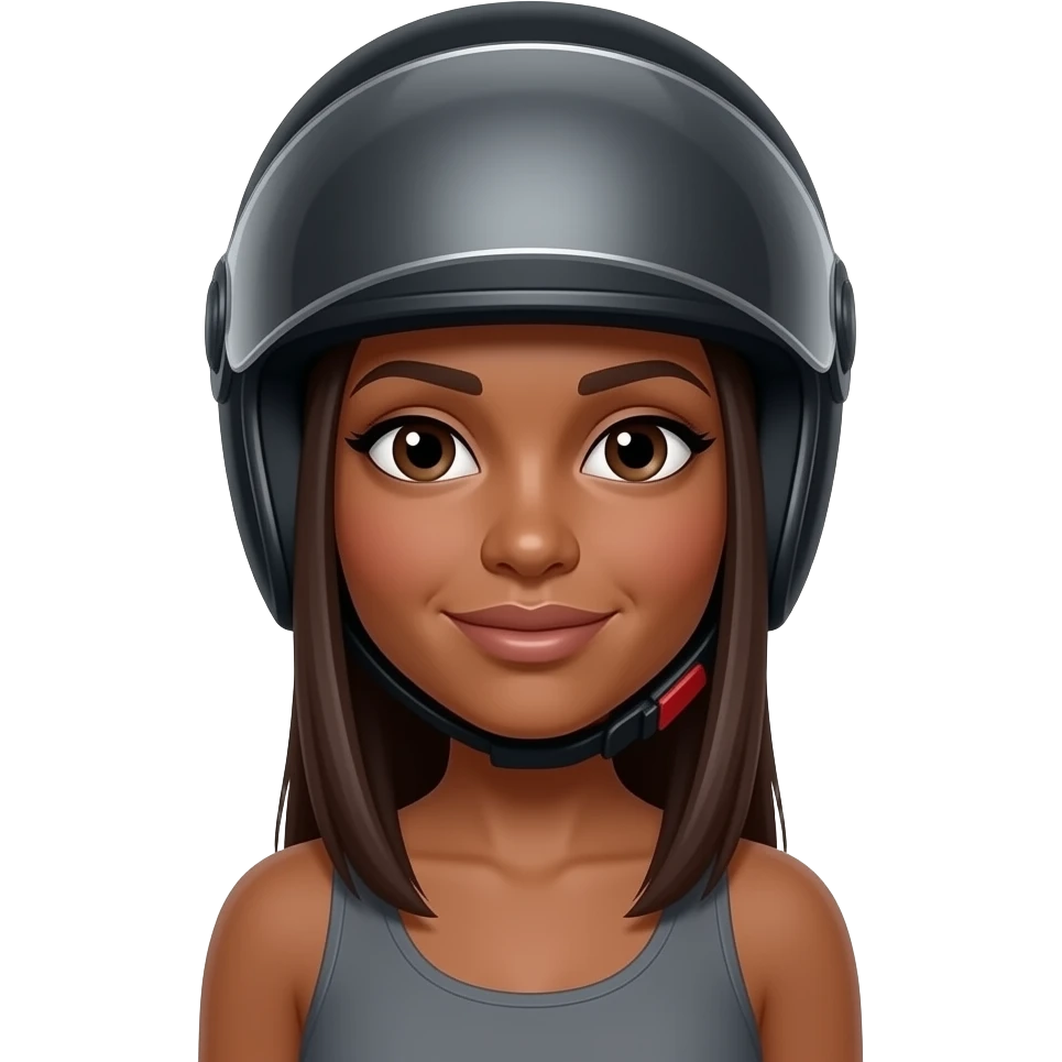 Mujer morena de csbello lacio en moto gris con vasco negro emoji