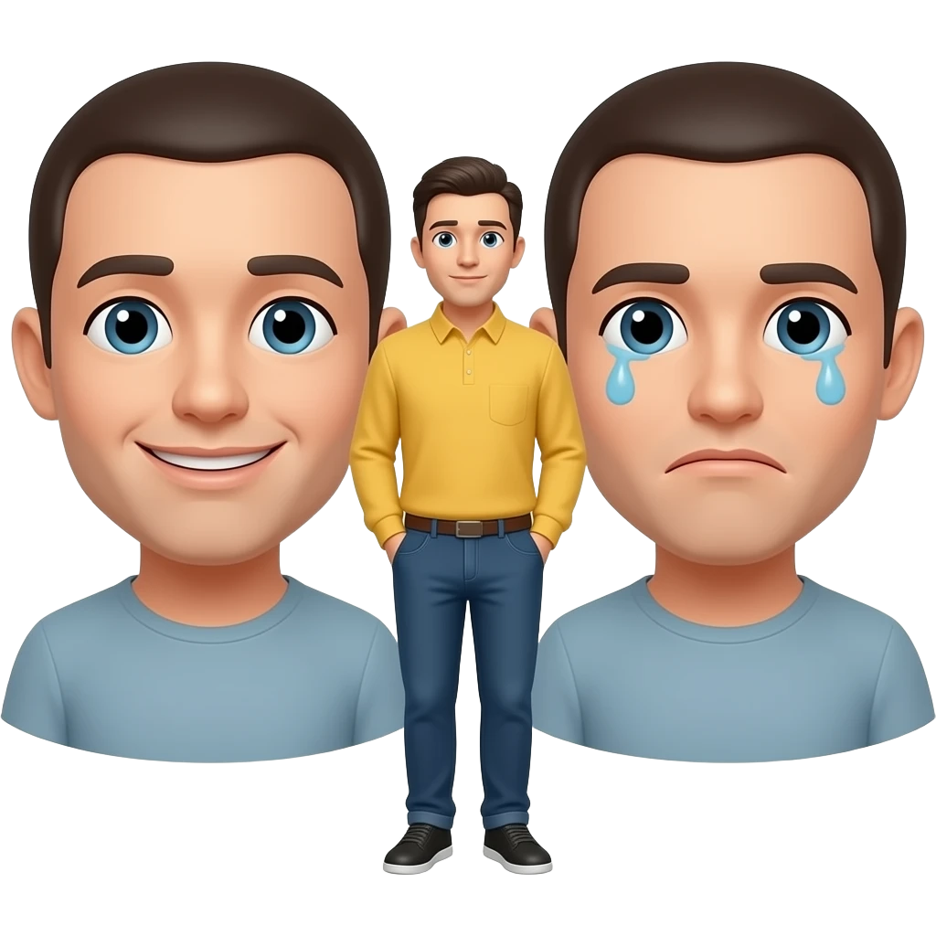 In the middle of 😃 and 😢 emoji