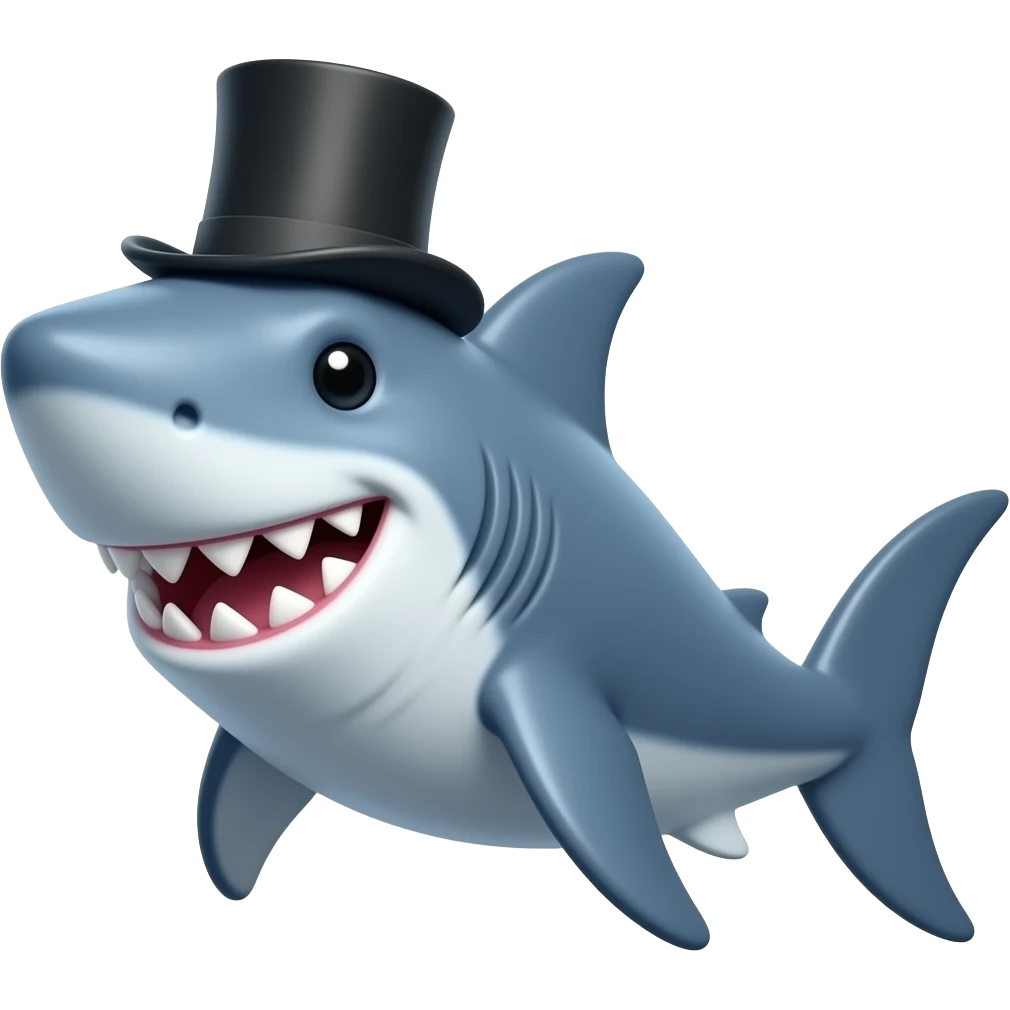 Shark with a top hat emoji