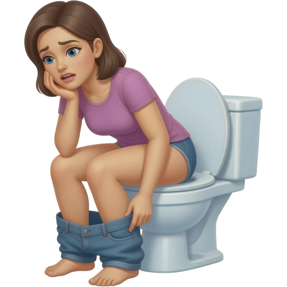 Woman pants down  diarrhea on toilet emoji