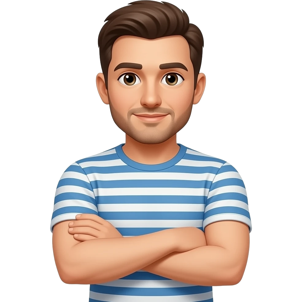 Faça um homen com os braços cruzado so que as duas mãos no bíceps emoji