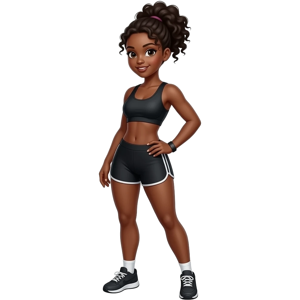 Twerking black athletic girl with Afro puff ponytail emoji