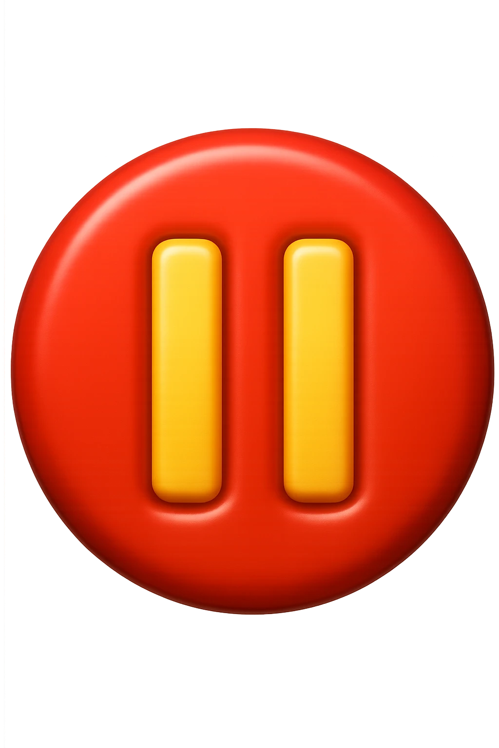 emoji stile iphone di un  simbolo di pausa in un cerchio rosso, iperrealistico 4k emoji