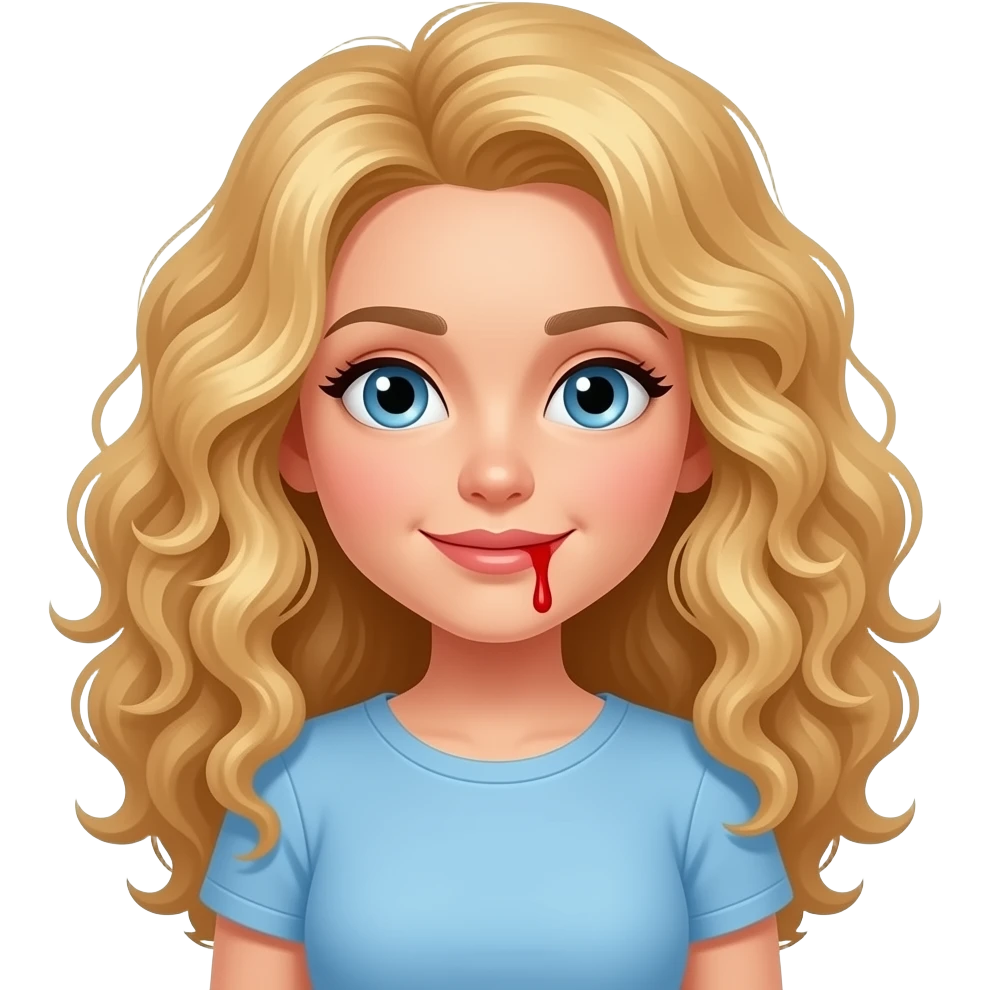 Long blonde curly hair woman blood donation emoji