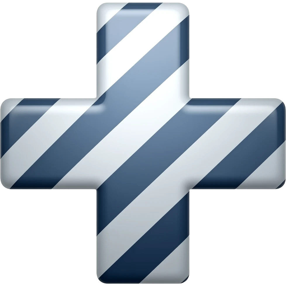 White and dark blue horizontal striped cross emoji