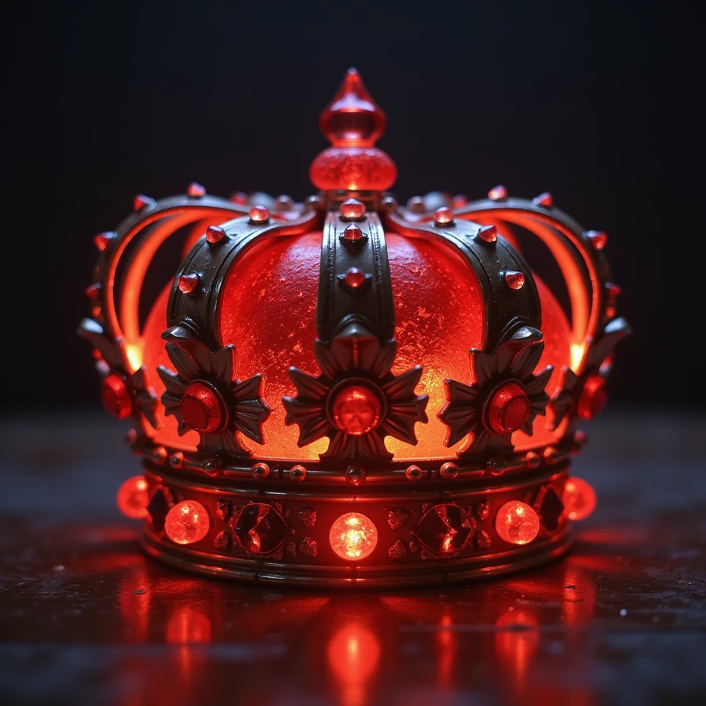 Remove the background, keep the crown large, glowing red, highly detailed, realistic lighting, with gems, with no background (transparent). emoji