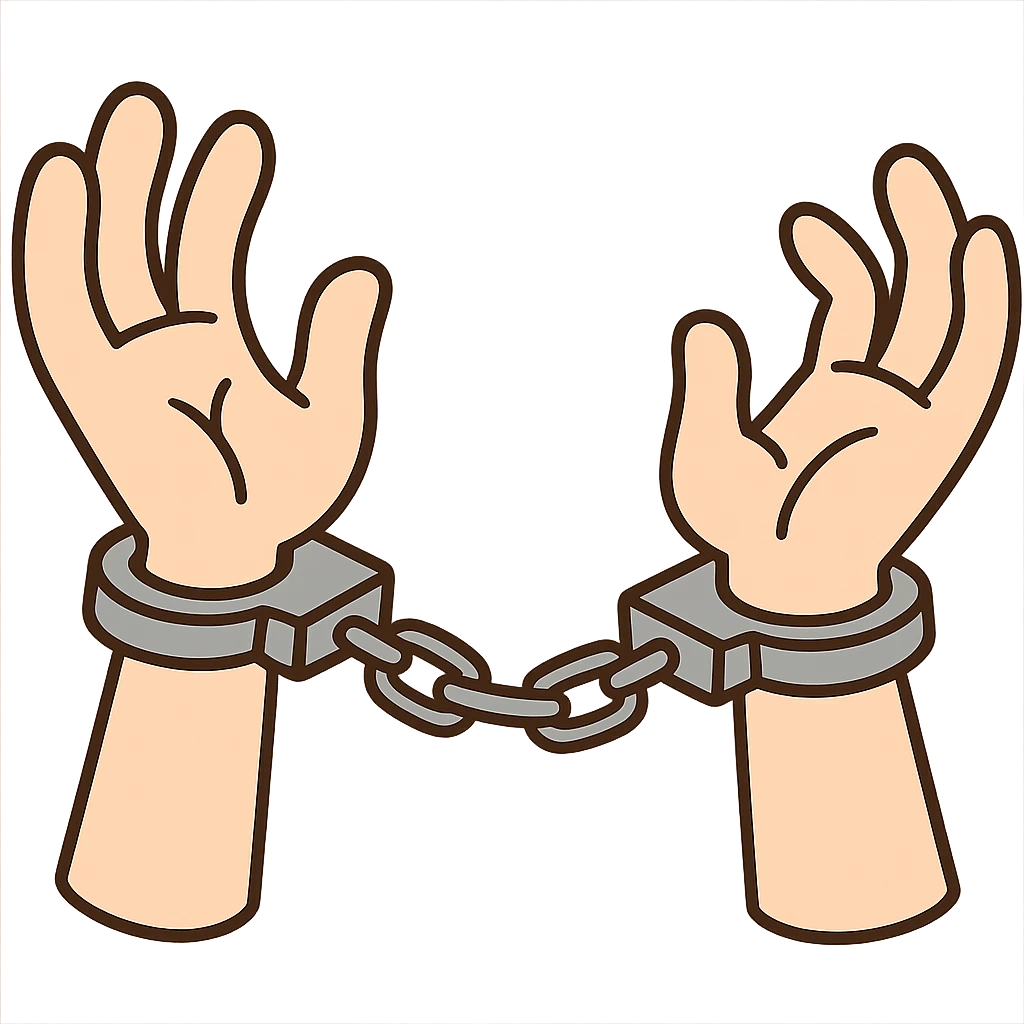 cartoon style hands with handcuffs emoji emoji