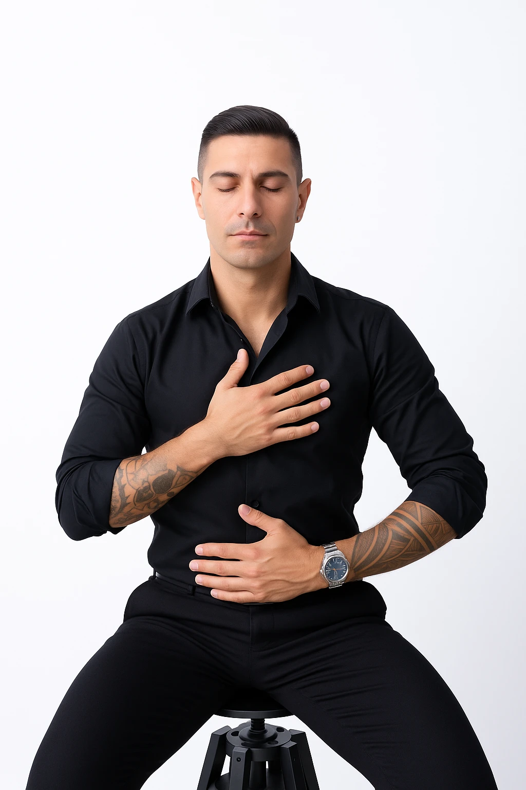 Uomo che applica la respirazione per calmare il suo sistema nervoso emoji