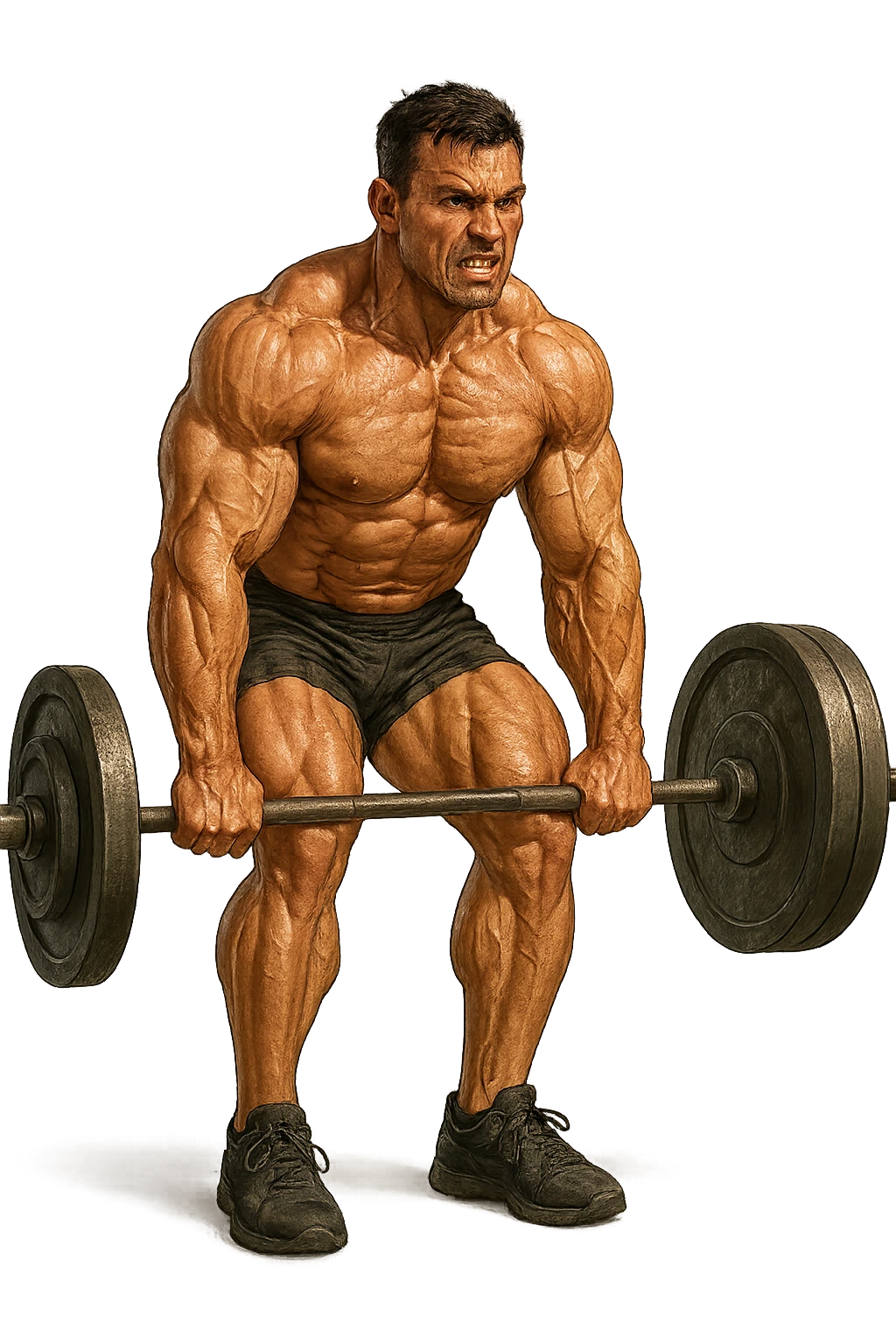 bodybuilder che fa stacco con bilanciere emoji