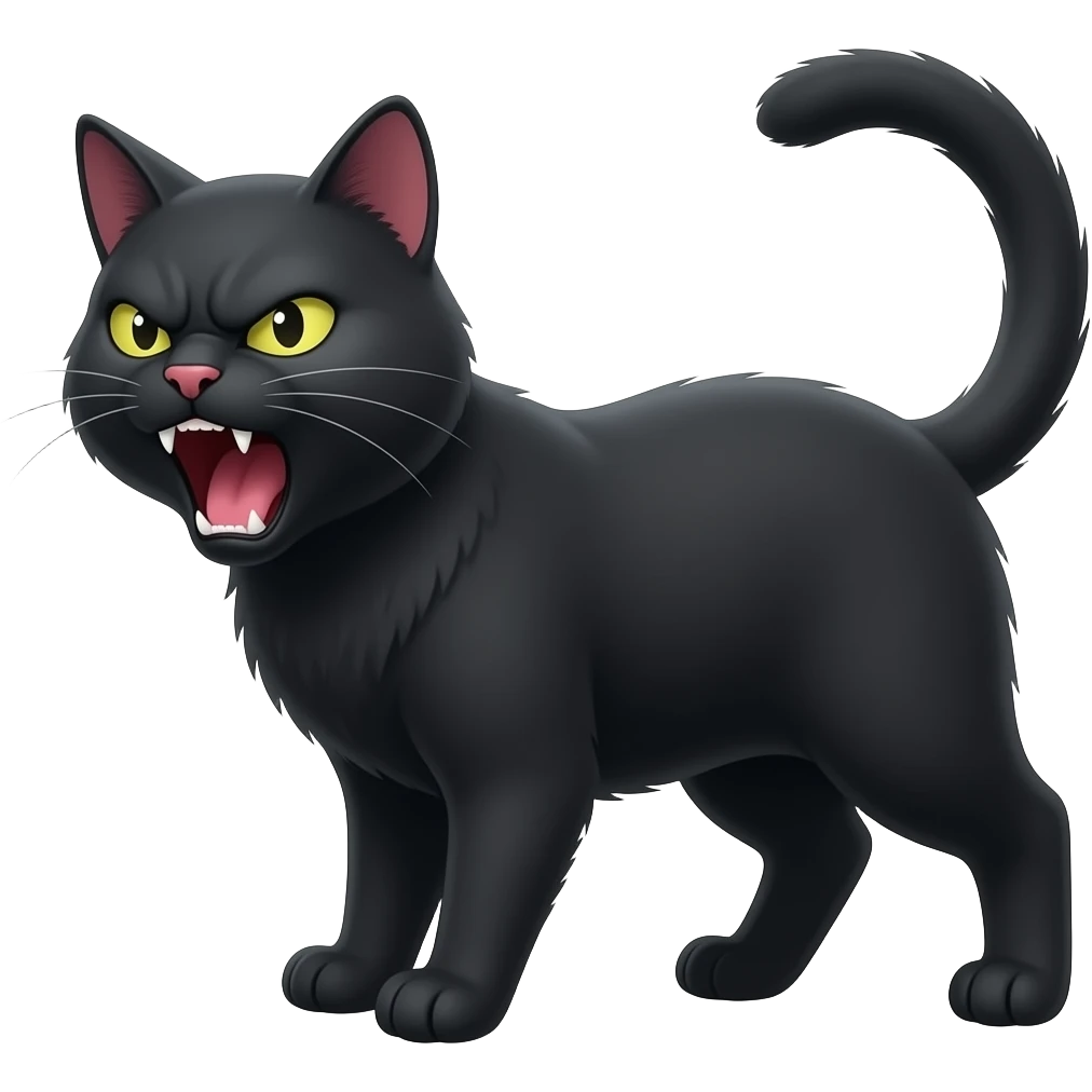 Angry black cat hissing emoji