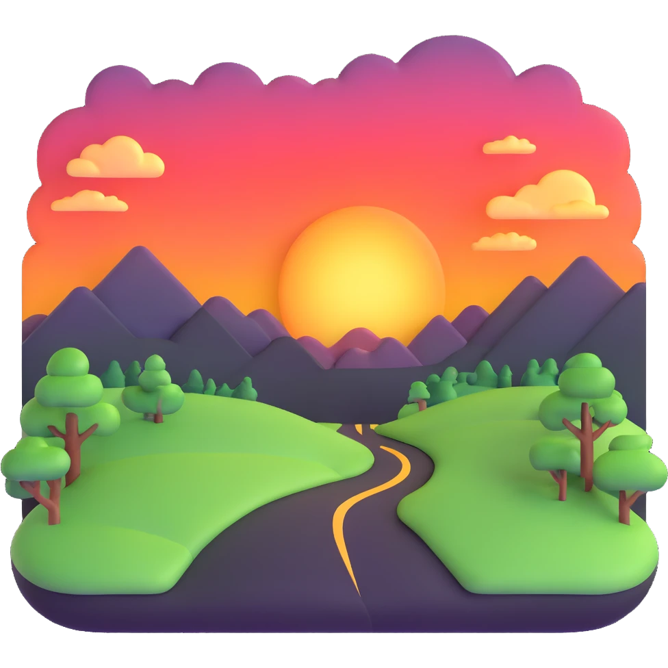 beautiful sunset landscape emoji