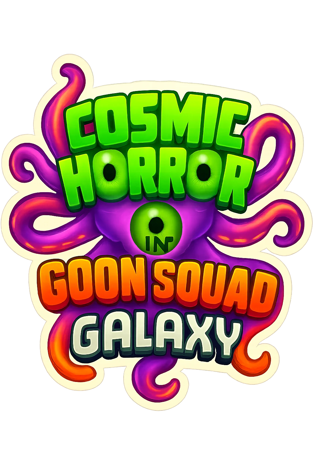 The card back for the card game "Goon Squad Galaxy". make it weird.  emoji