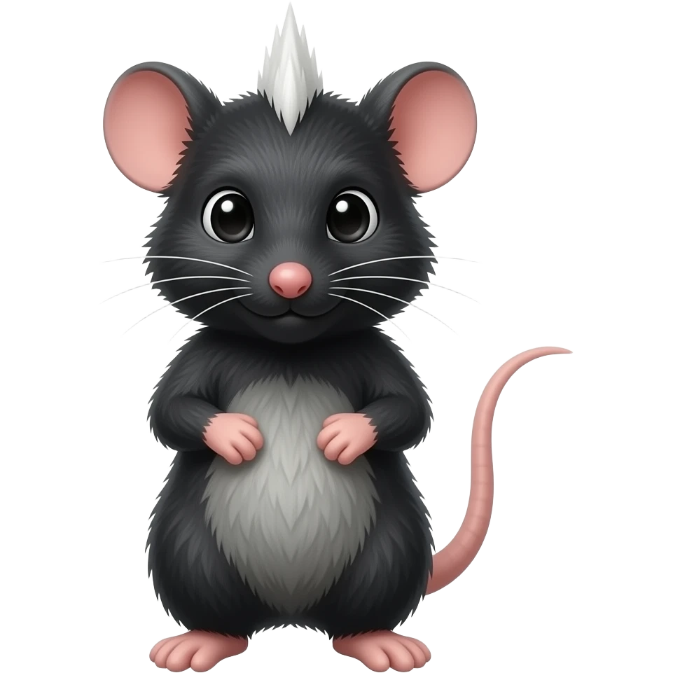 a black ugly mad rat with a white mohawk emoji