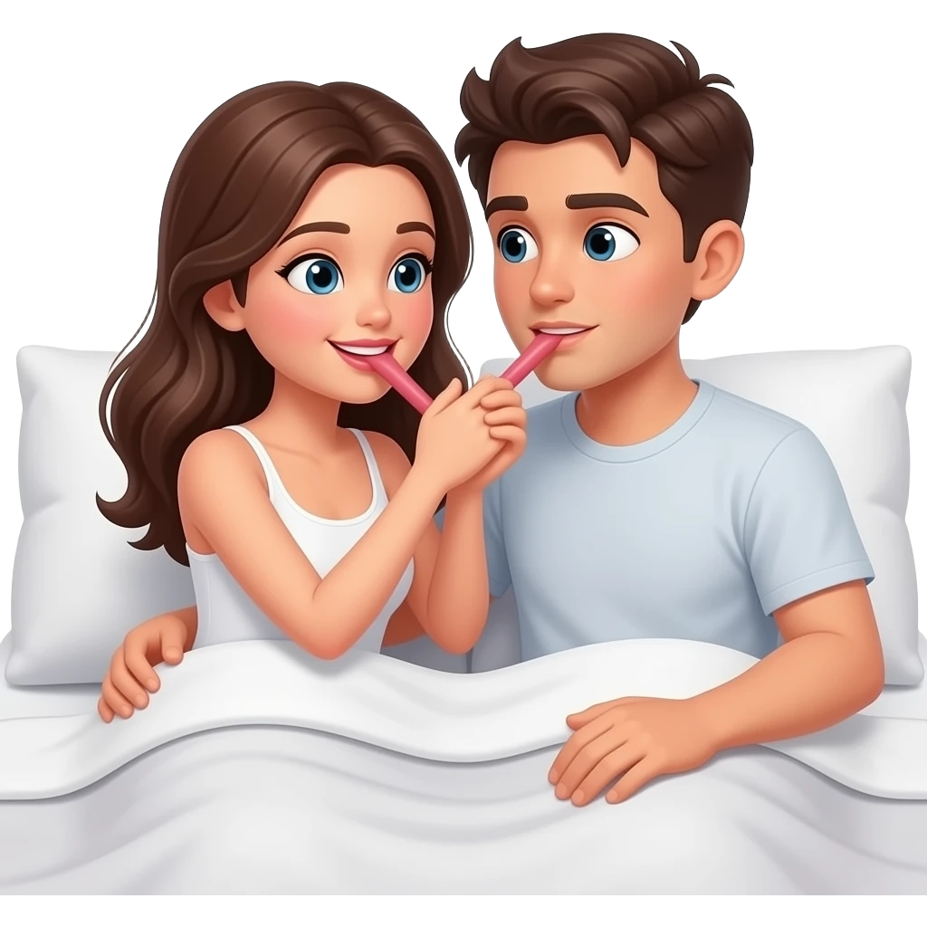 Ahora AZ a una chica y un chico en la cama follando emoji